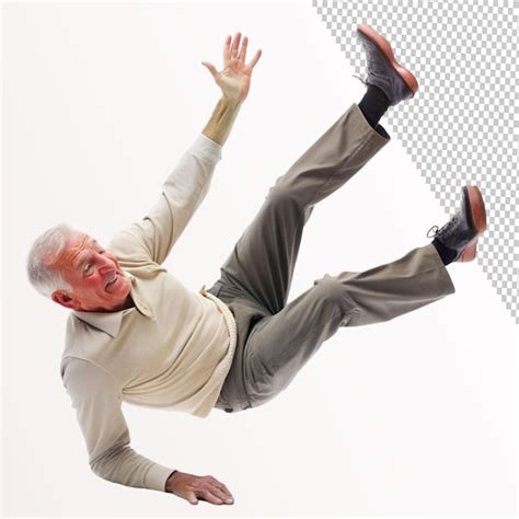 Old Man Falling Back Senior Slip On Transparent Background Premium Ai