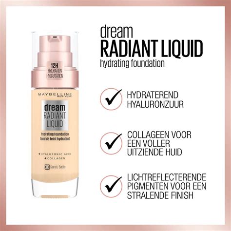 Maybelline New York Dream Radiant Liquid Foundation 10 Porcelain Ivory Wehkamp