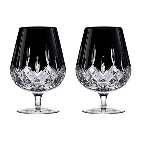 Waterford Connoisseur Lismore Black Brandy Balloon Glasses Pair Crystal Classics