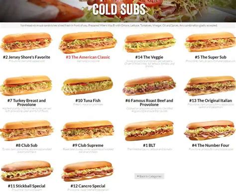 Menu at Jersey Mike's Subs fast food, Charlotte, Oak Lake Blvd Suite 101