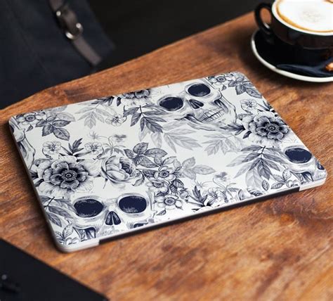 Skull Laptop Skin Sticker Floral Notebook Vinyl Decal Dell Hp Lenovo Asus Chromebook Acer Laptop