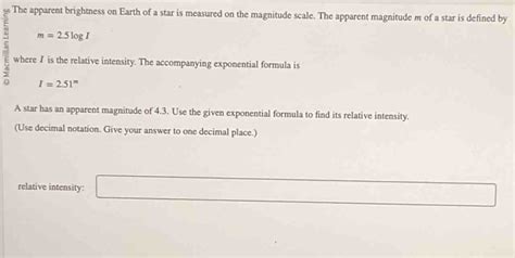 Solved The Apparent Brightness On Earth Of A Star Is Measur Algebra