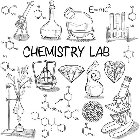 Chemistry lab sketch set stock vector. Illustration of equipment - 74005644