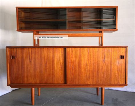 Danish Modern Mid Century Teak Credenza Cabinet Wall Unit Sideboard ...