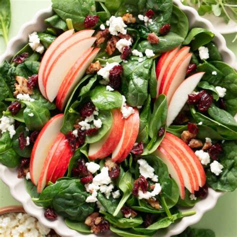 Apple Spinach Salad with Candied Pecans and Feta