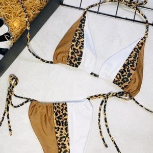 Swim New Sexy Slide Triangle Brazilian Bikini Set Leopard Print