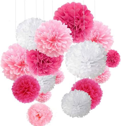 Pompon Rose Pompon Papier Soie Papier Fleur Pompon Boule À Suspendre 6