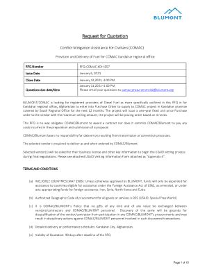 Fillable Online Request For Quotation RFQ For Supply And Delivery Of