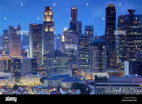 Scenic Night View Of Singapore City Stock Photo Alamy