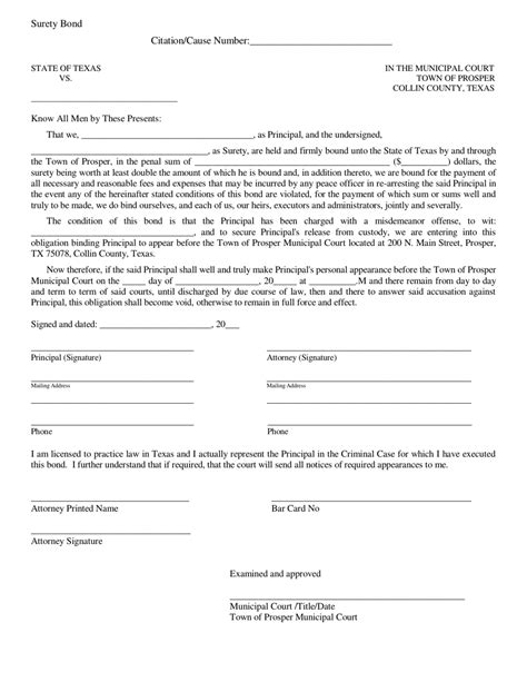 Town Of Prosper Texas Surety Bond Fill Out Sign Online And Download