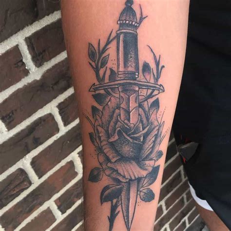 Top Best Rose And Dagger Tattoo Ideas Inspiration Guide