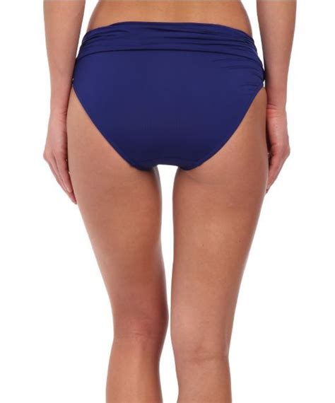 Badgley Mischka High Waist Bikini Swim Bottom Brief Blue Size 8 New