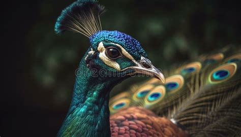 Majestic Peacock Displays Vibrant Elegance In Nature Beauty Generated