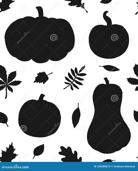 Vector Seamless Pattern Of Pumpkin And Leaves Stock Vector