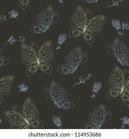 Seamless Pattern Butterfly Stock Vector Royalty Free