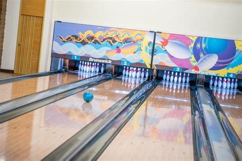 Bowling Alley for Indoor Sport Game Stock Image - Image of game, hotel ...