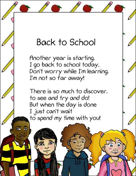 Original Back To School Poem Back To School Poem Poems About School