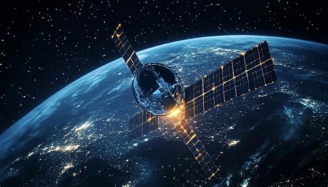 Futuristic Communication Satellite Orbiting Earth For Gps And Online