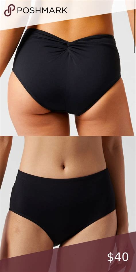 Athleta Black Hampton High Waist Twisted Bikini Bottoms Nwot In