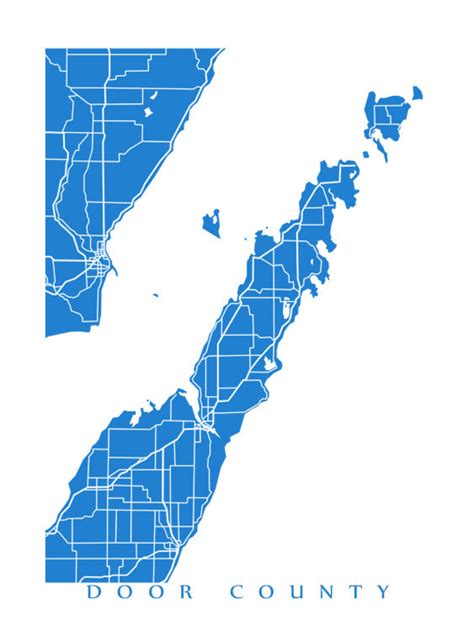 Door County WI Map Print Door Peninsula Wisconsin Lake - Etsy