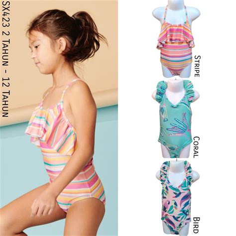 Jual Sx Tea Swimsuit Baju Renang Bikini Coral Bird Shopee Indonesia