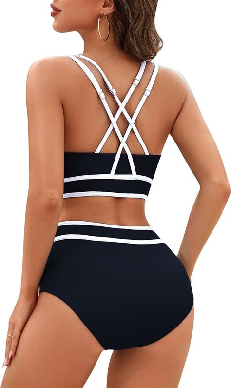 Amazon BMJL Women High Waisted Bikini Set Two Piece Bathing Suits Sporty Full Coverage