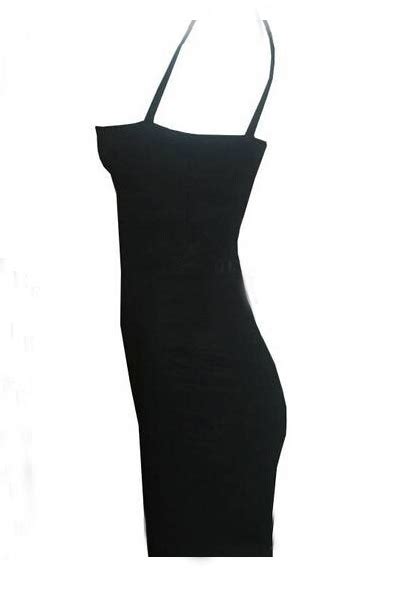 Sexy V Neck Spaghetti Strap Sleeveless Black Polyester Sheath Dressdresseslovelywholesale