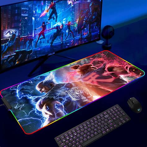 Tekken Blue X Fire Led Mouse Pad Tekken Merch