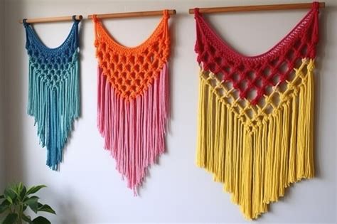 Premium AI Image DIY Macrame Wall Hanging Boho Style Colorful Home