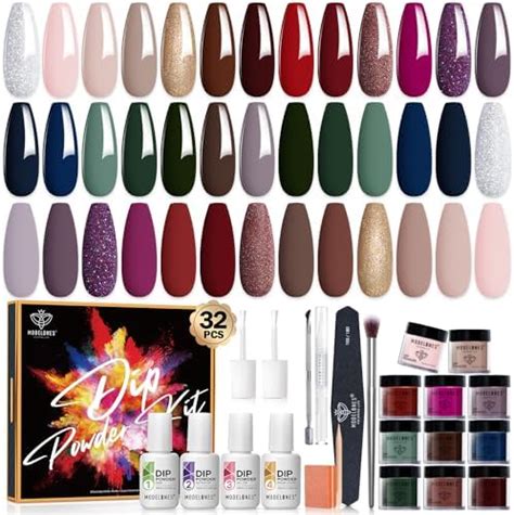 Amazon Modelones Pcs Dip Powder Nail Kit Starter Colors Nude Pink Purple Brown Red