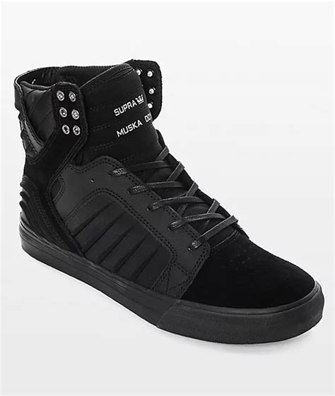 Supra Skytop EVO All Black Suede & Lycra Skate Shoes | Zumiez