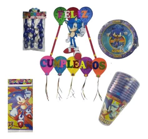 Kit Fiesta Sonic Globos Letrero Pastel Cumpleanos Mebuscar M Xico