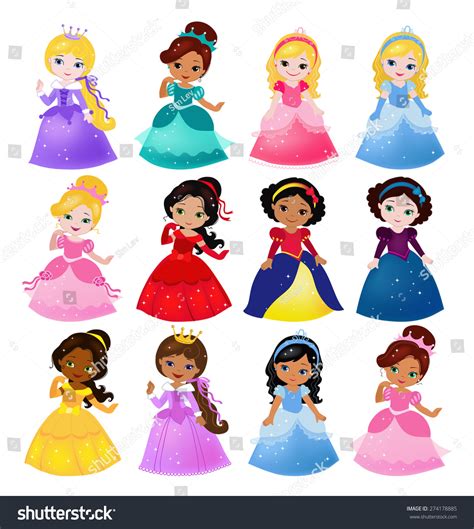 Big Bundle Cute Collection Beautiful Princesses Stock Vector (Royalty ...