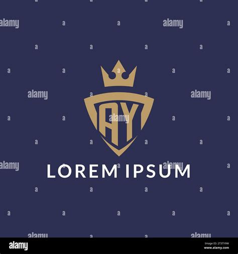 Ay Logo With Shield And Crown Monogram Initial Logo Style Vector File