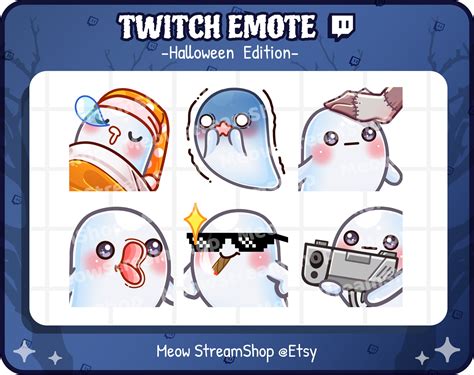 Twitch Emote Cute Ghost Emotes Pack Sleep Scared Shock Etsy Uk