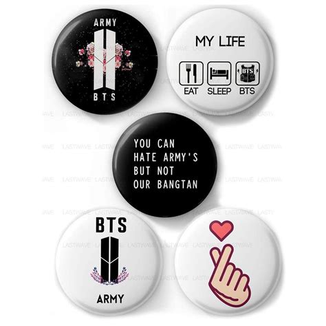 Bts Badges For Army Lovers Kpop Amazing Bt21 Round Shape Pack Of 5