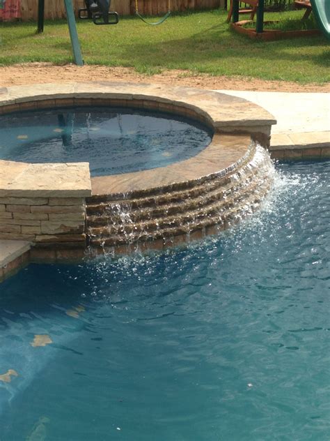 Inground Swimming Poolspa Spillwaystacked Stone Spillway Swimming