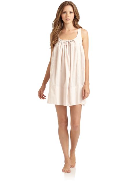 Lyst Donna Karan Cotton Batiste Short Sleeveless Nightgown In Pink