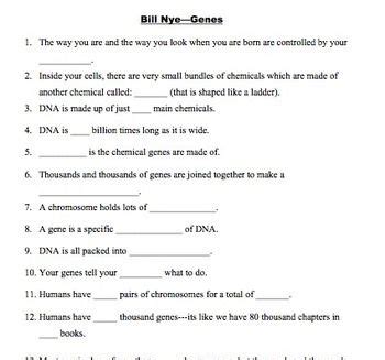 Bill Nye Genes Video Worksheet In 2024 Bill Nye Science Guy Dna