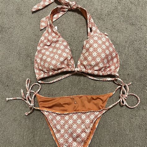 Coral Pink Halter Top Bikini M Top S Bottom Depop