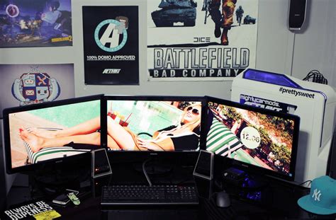 Updated Triple Monitor Battlestation With Bonus Kate Upton R