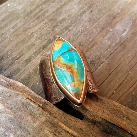 Copper Turquoise Ring By Donnaspretties On Etsy Authentic Turquoise