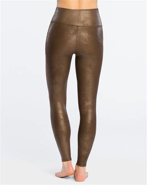 Spanx Faux Leather Leggings In Bronze Metal Brown Lyst