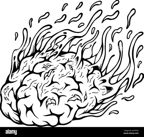 Spooky Melted Zombie Brain Logo Monochrome Vector Illustrations For