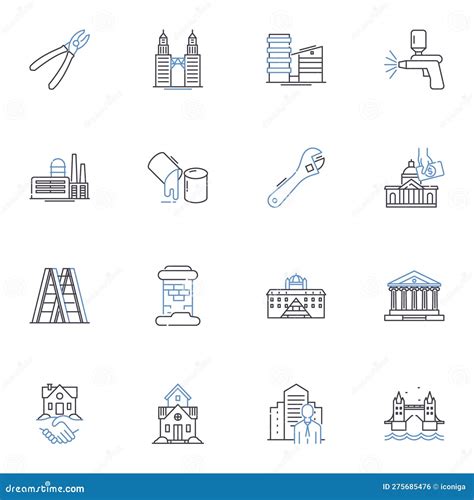 Automated Property Valuation Line Icons Collection. Estimation