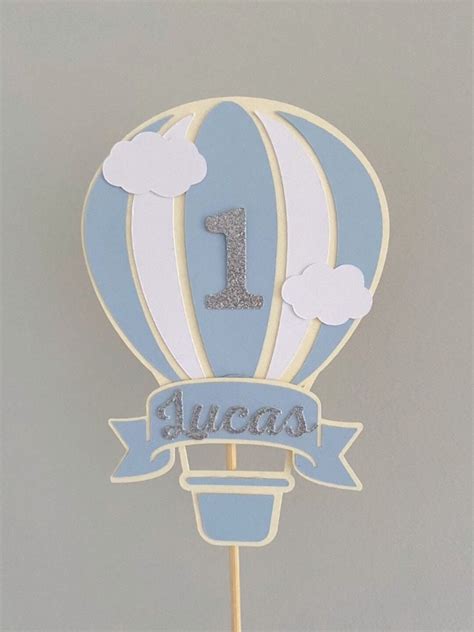 Hot Air Balloon Cake Topper One Cake Topper Personalised Air Balloon Cake Topper First