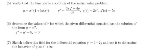 Solved Verify That The Function Is A Solution Of The Chegg