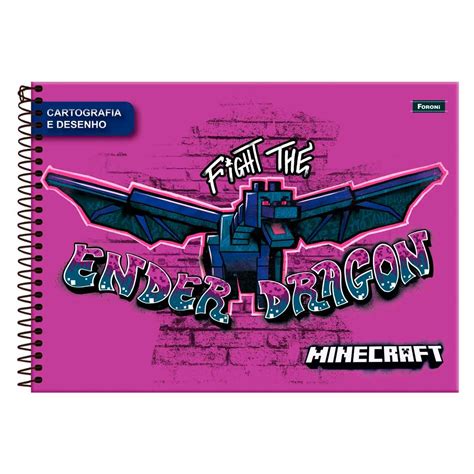 Caderno De Desenho Foroni Minecraft Espiral Folhas Papelaria