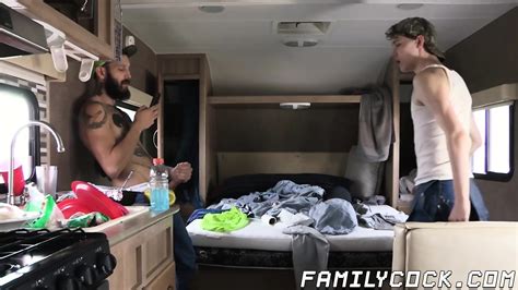 Inked Stud Barebacks Gay Stepson Before Creampie