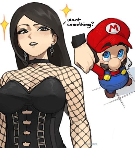 basically short mario holding tall goth girls hand   meme